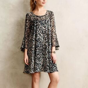 Paper Crown Anthropologie Droplets Dress Flowy Long Sleeve Sz Small